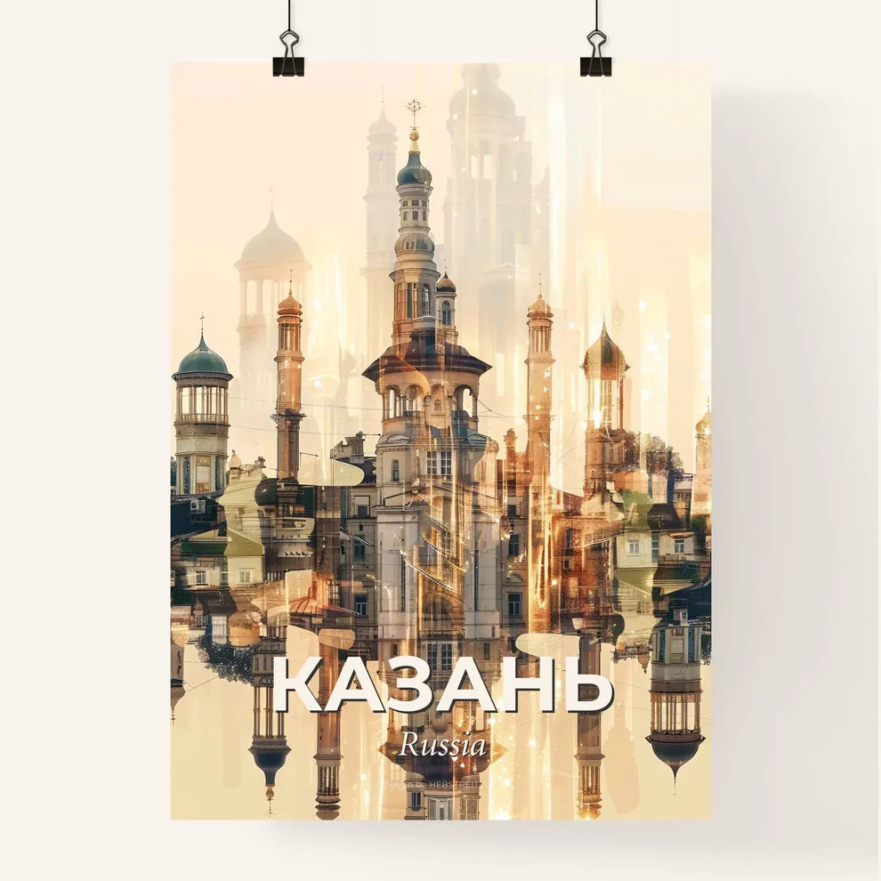 Kazan City Skyline Poster with Backlights and Sparkles Poster