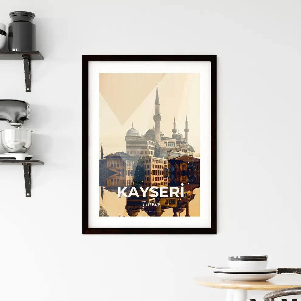 Kayseri Skyline Turkish Architecture Art Poster Framed Print