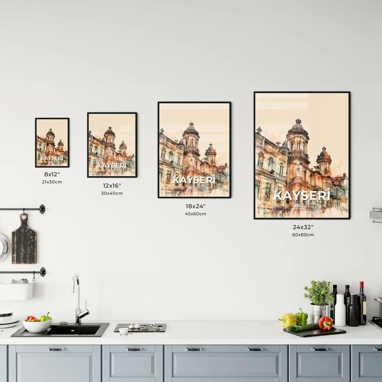 Kayseri Skyline Poster: Art, Architecture, Paper, Sparkles Office Art
