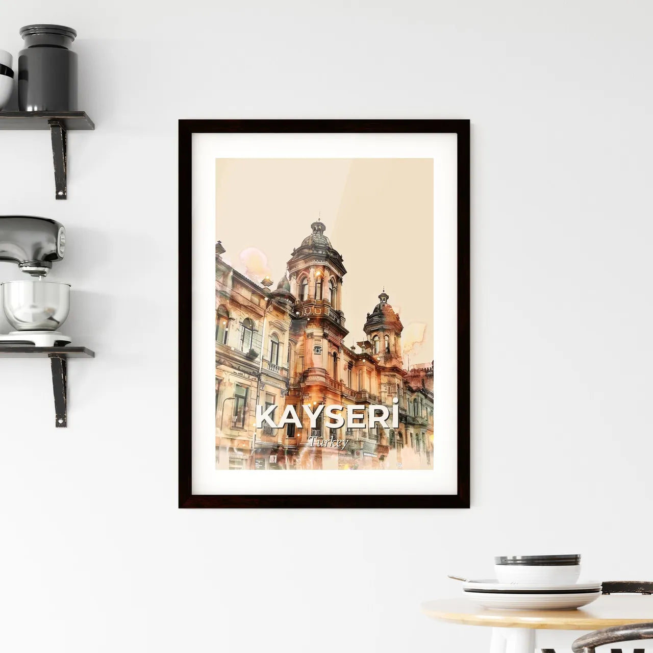 Kayseri Skyline Poster: Art, Architecture, Paper, Sparkles Framed Print