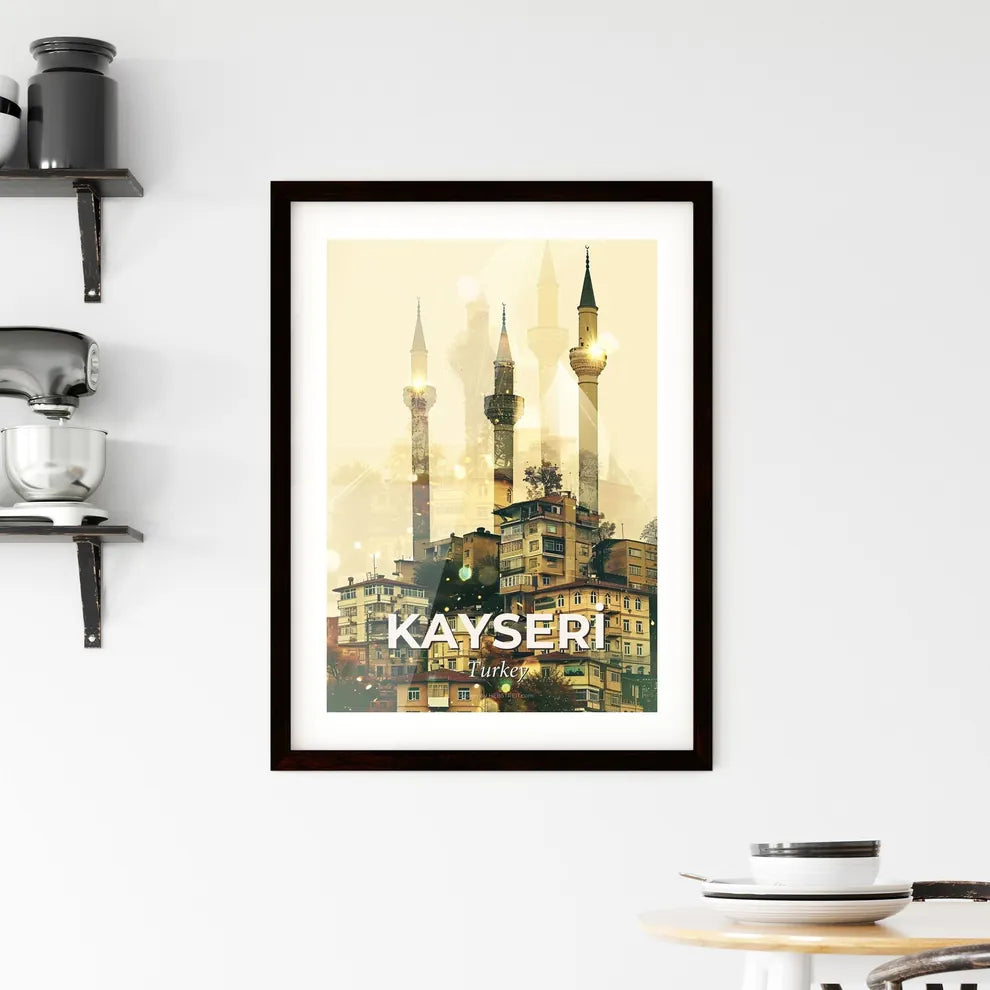 Kayseri Skyline Double Exposure Art Poster Framed Print