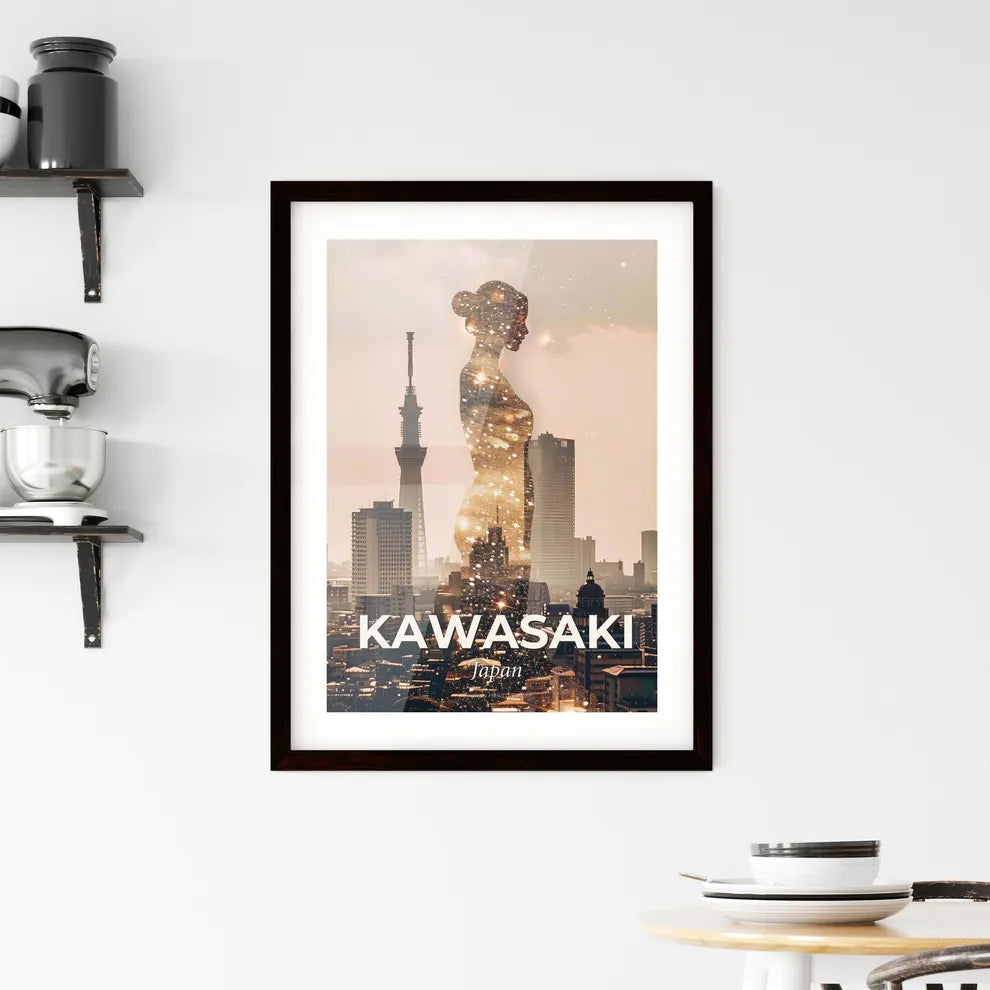 Kawasaki Skyline Double Exposure Art Framed Print