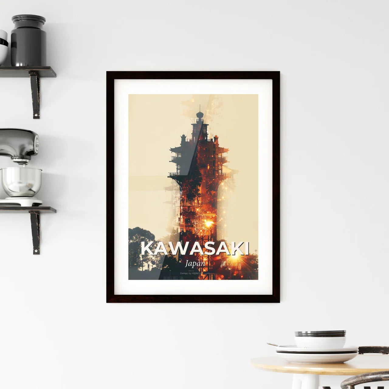 Kawasaki Cityscape Double Exposure Art Print Framed Print