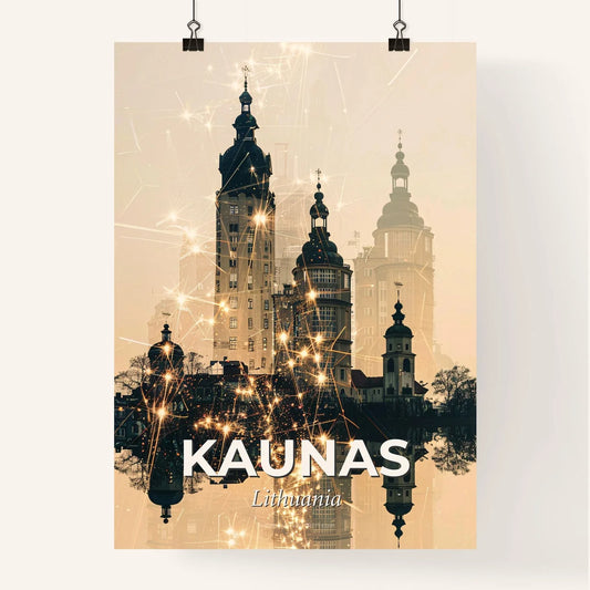 Kaunas City Skyline Double Exposure Poster Poster