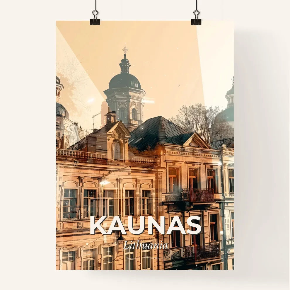 Kaunas City Skyline Composite Aura Decor Poster