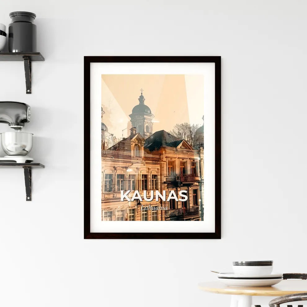 Kaunas City Skyline Composite Aura Decor Framed Print