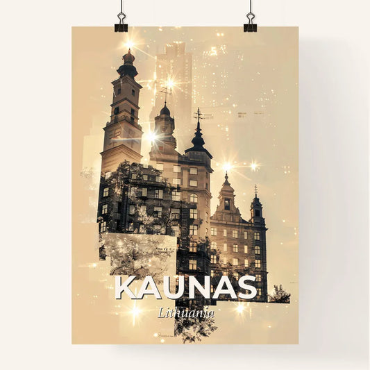 Kaunas City Skyline Double Exposure Poster