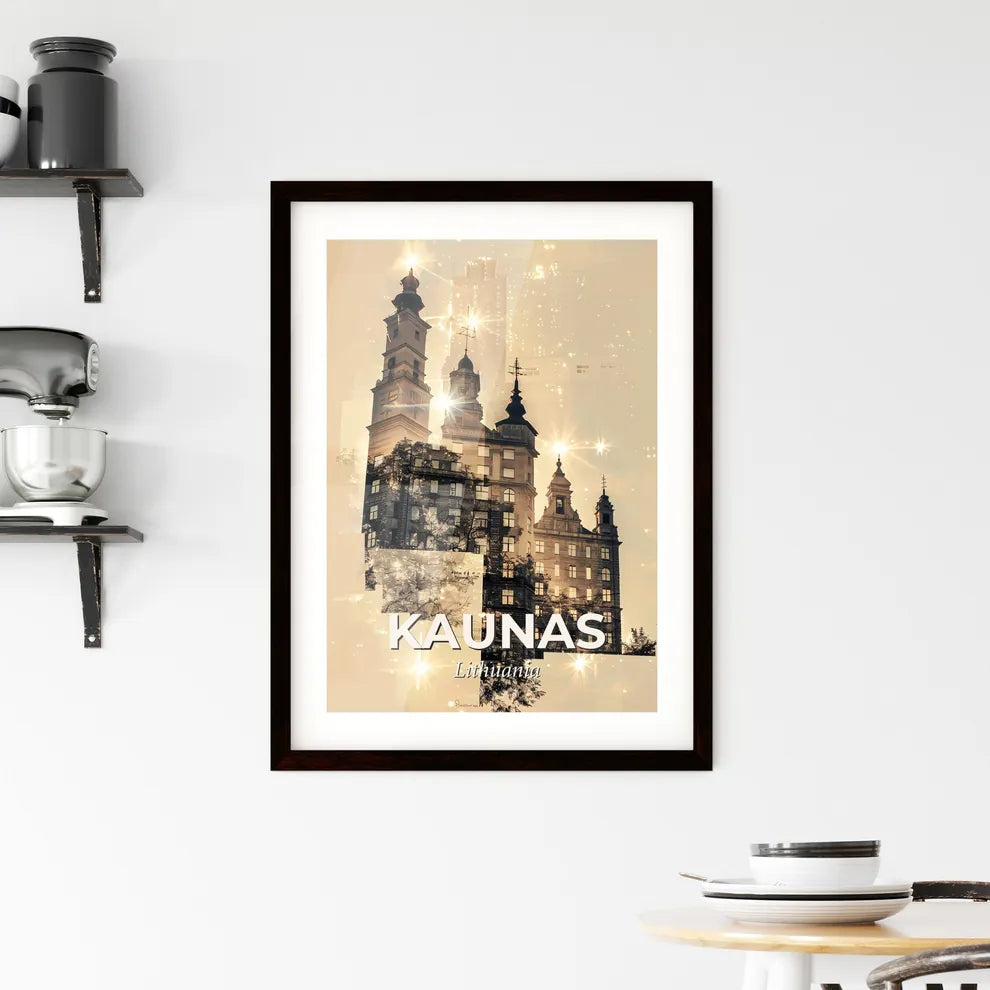 Kaunas City Skyline Double Exposure Framed Print