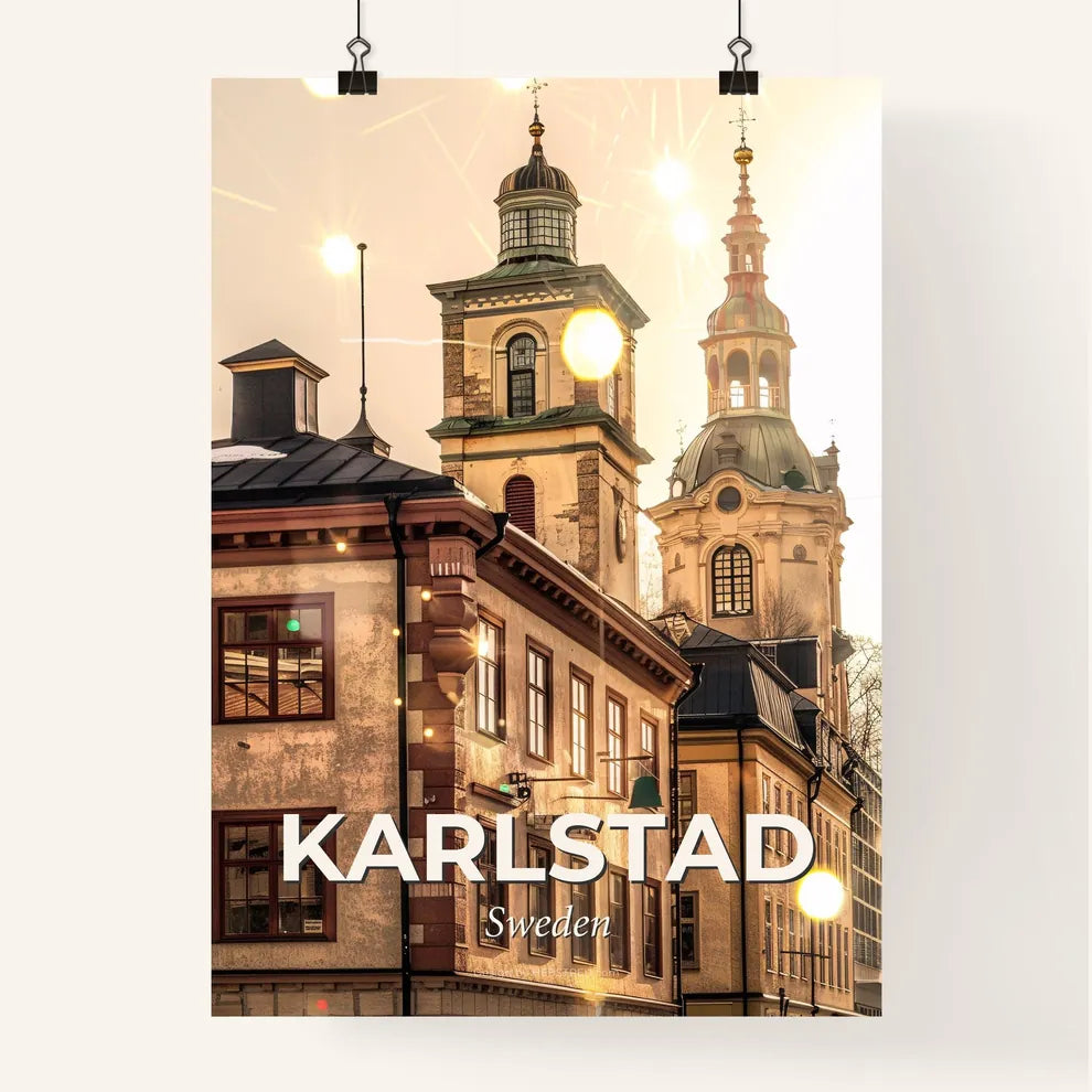 Karlstad City Skyline Double Exposure Art Poster Poster