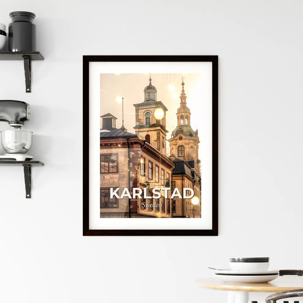 Karlstad City Skyline Double Exposure Art Poster Framed Print