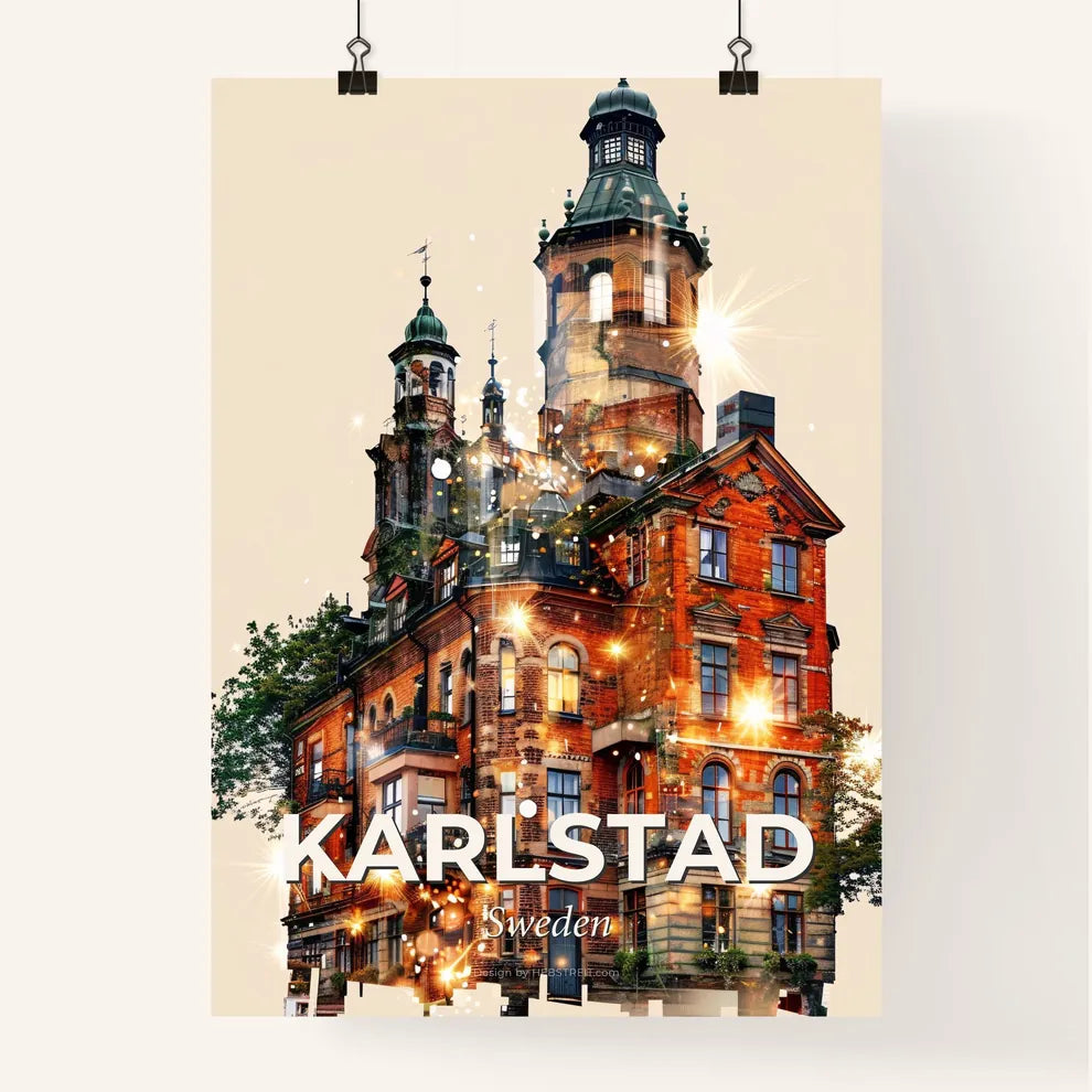 Karlstad Cityscape Night Magic Poster Poster