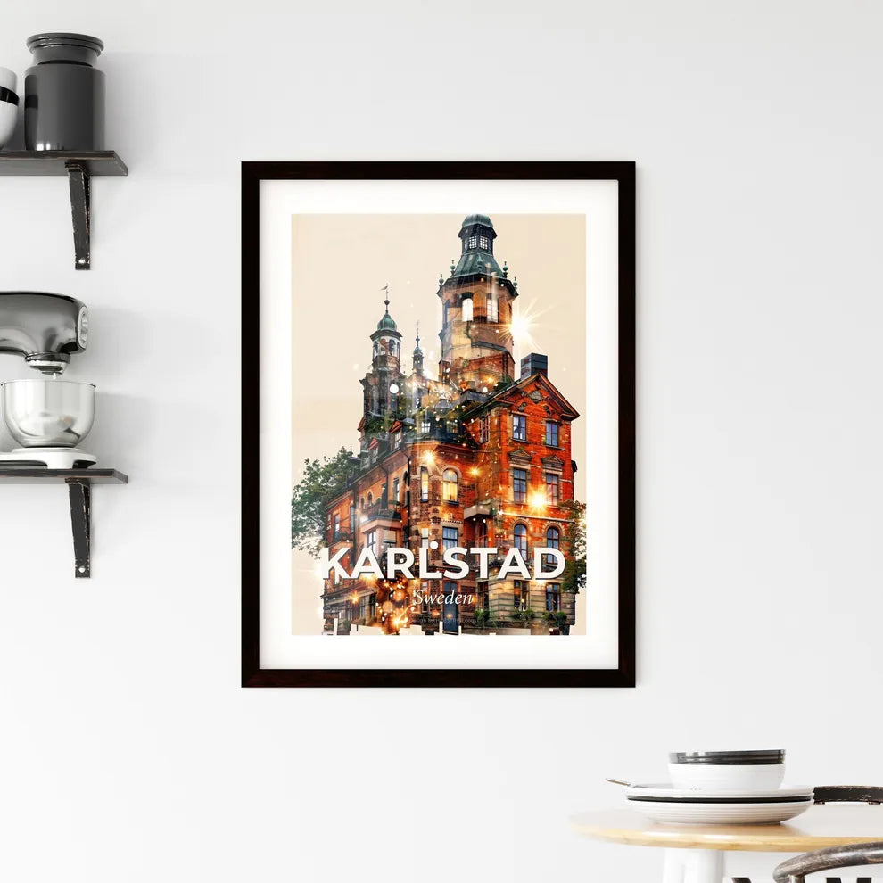 Karlstad Cityscape Night Magic Poster Framed Print