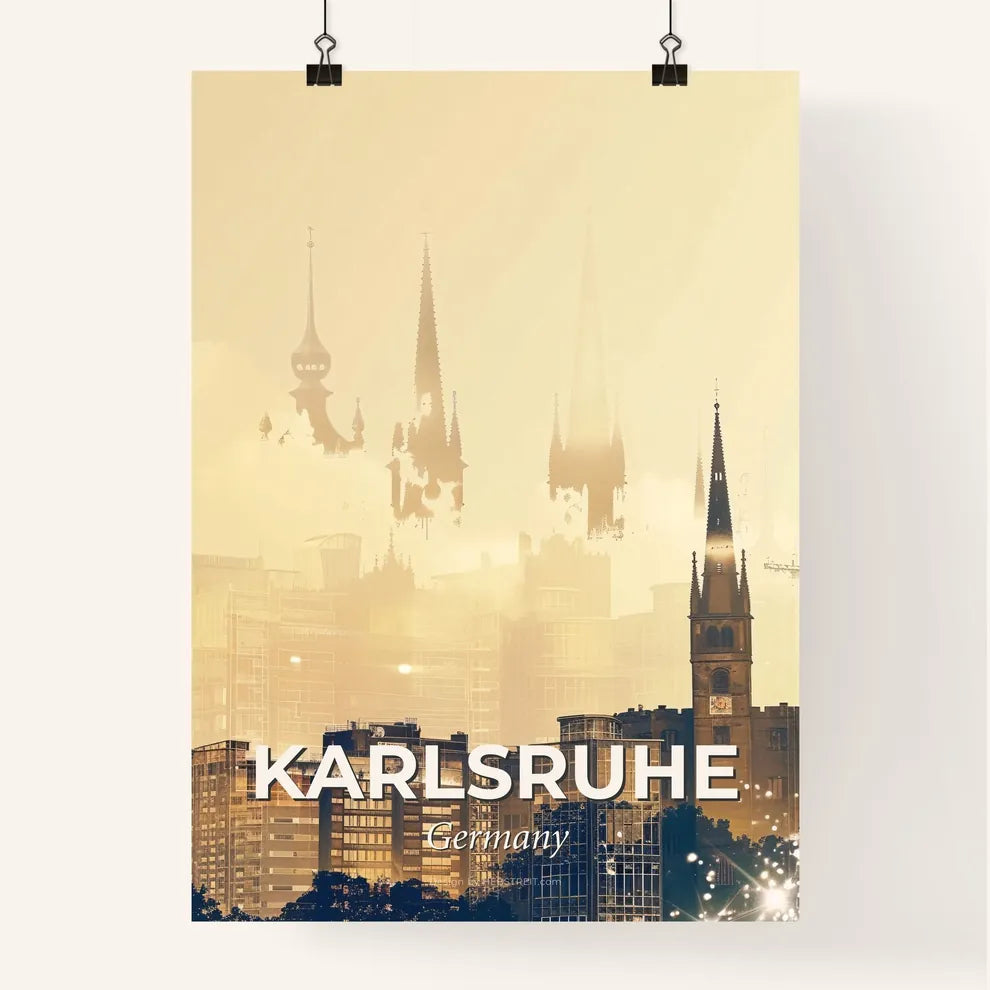 Karlsruhe Skyline Poster: Double Exposure Art Poster