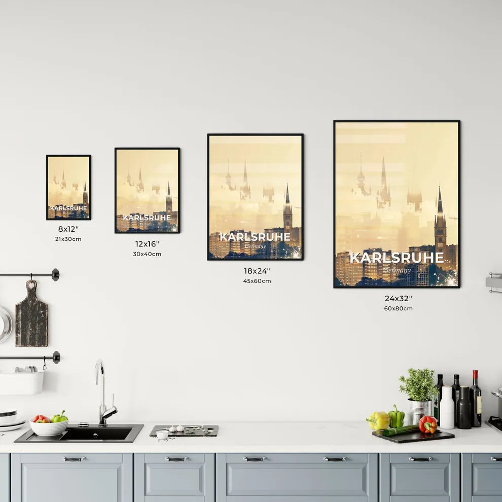Karlsruhe Skyline Poster: Double Exposure Art Office Art