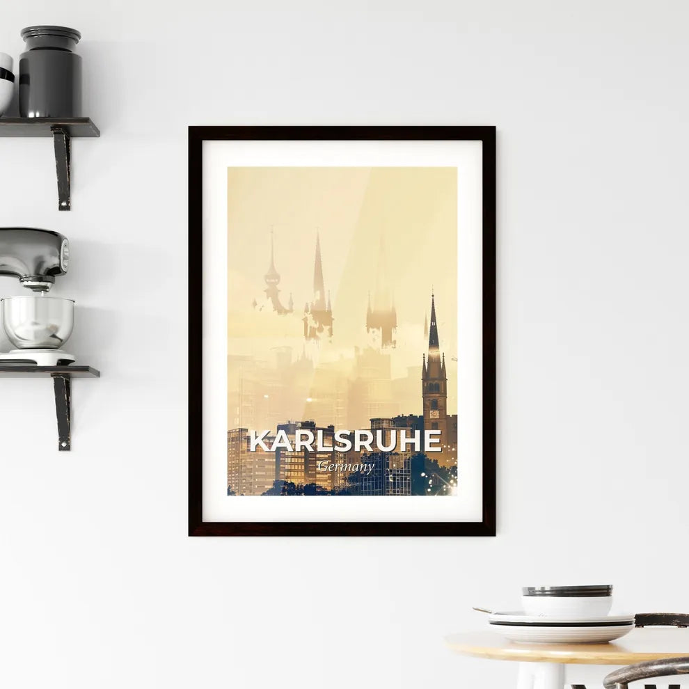 Karlsruhe Skyline Poster: Double Exposure Art Framed Print