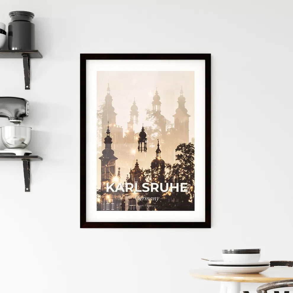 Karlsruhe City Skyline Double Exposure Composite Art Framed Print