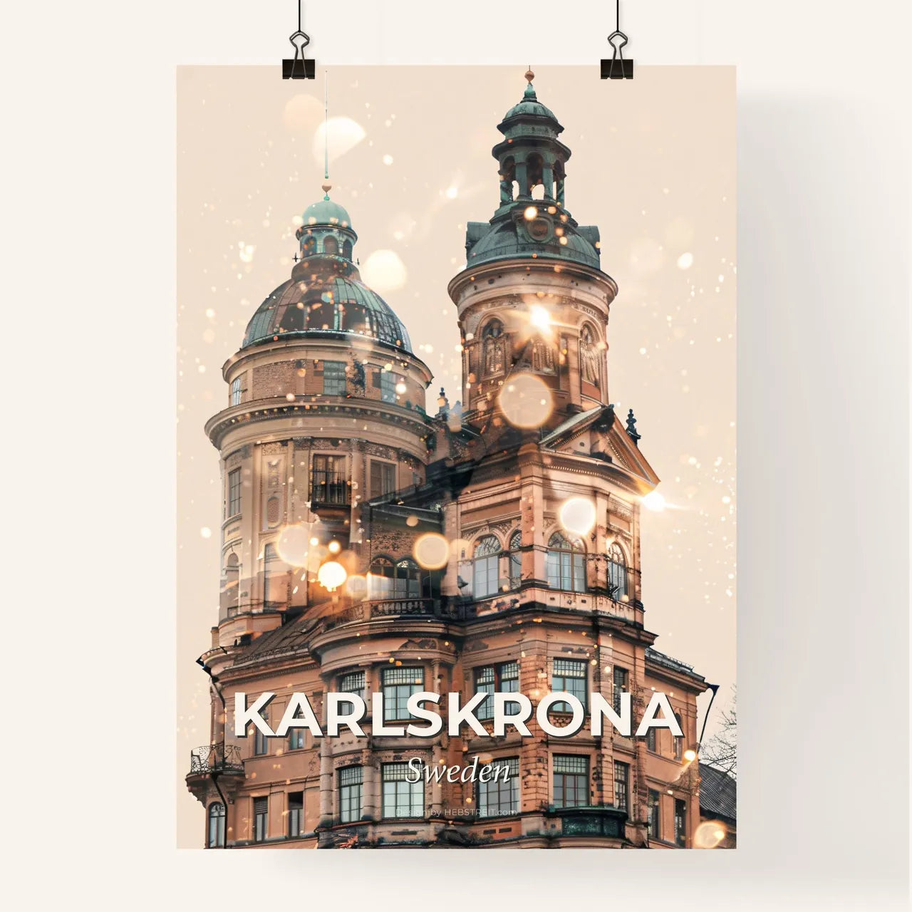 Karlskrona Skyline Double Exposure Iconic Architecture Poster