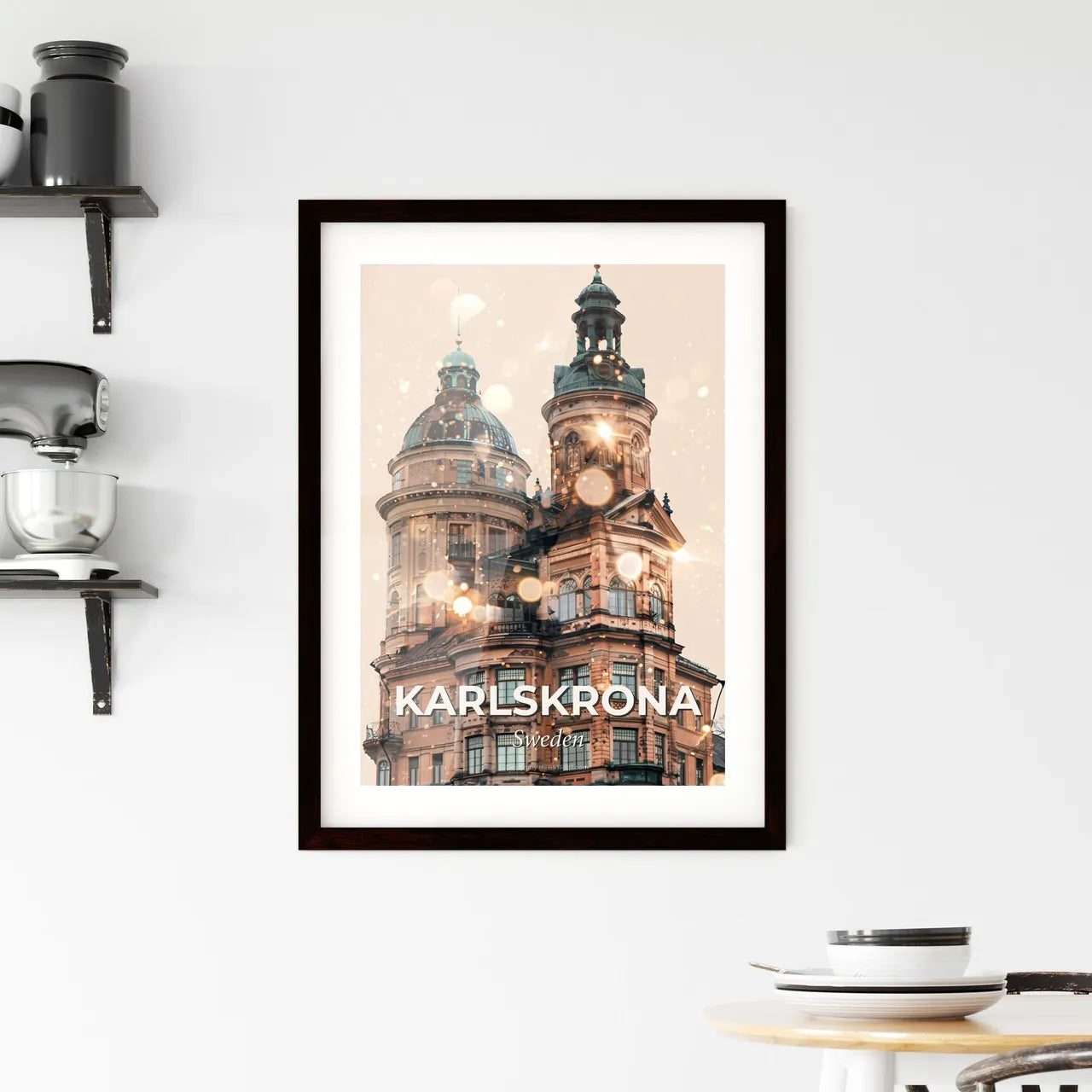 Karlskrona Skyline Double Exposure Iconic Architecture Framed Print