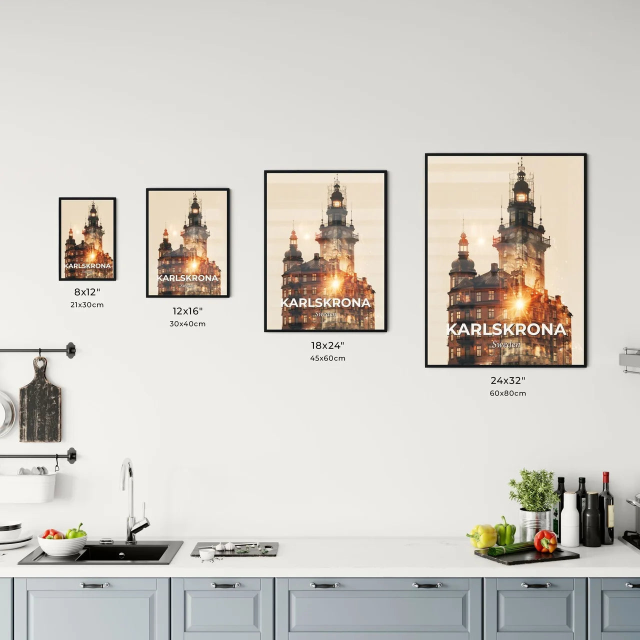 Karlskrona Sparkle: Cityscape Dream in Beige Office Art