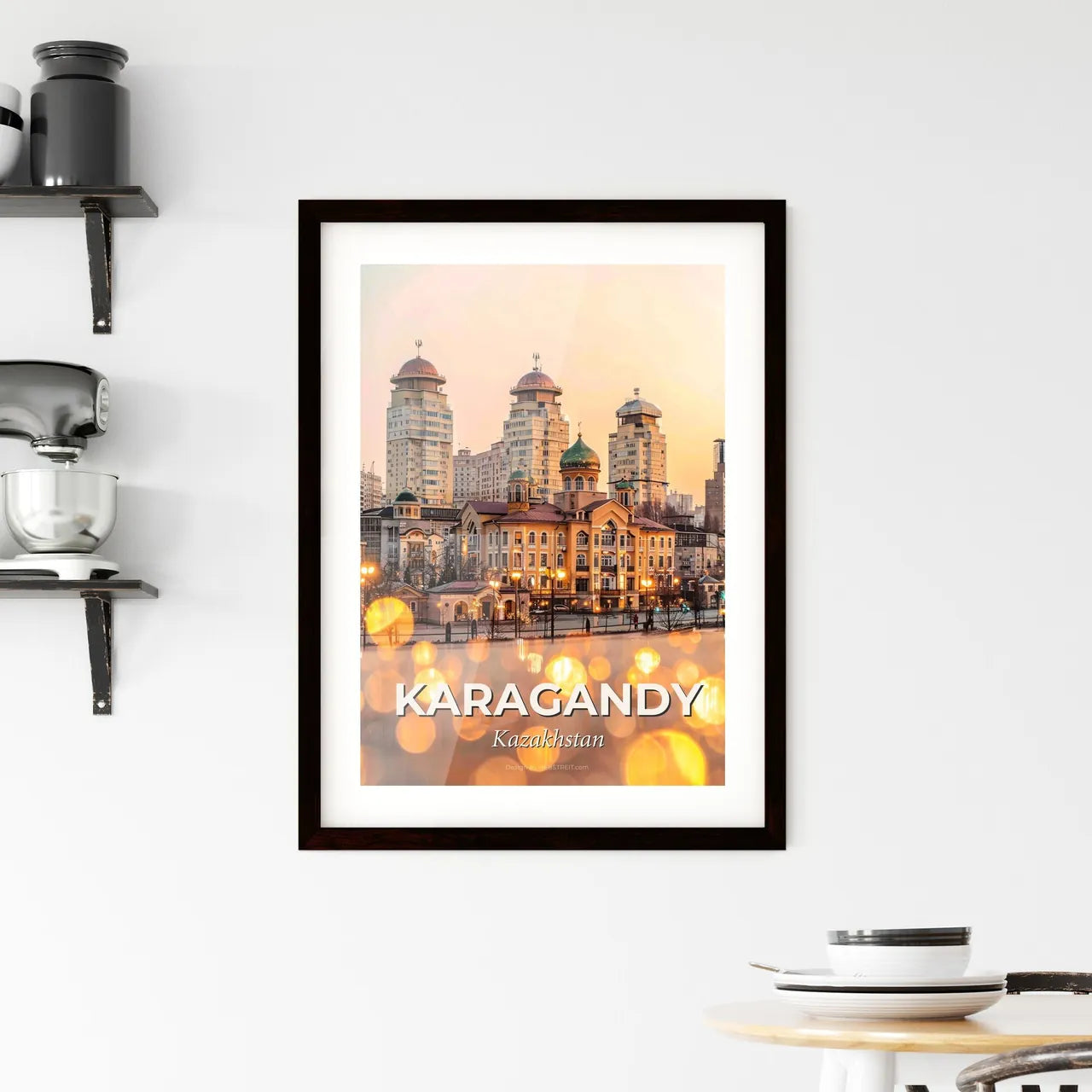 Karagandy City Skyline Composite Art Poster Framed Print