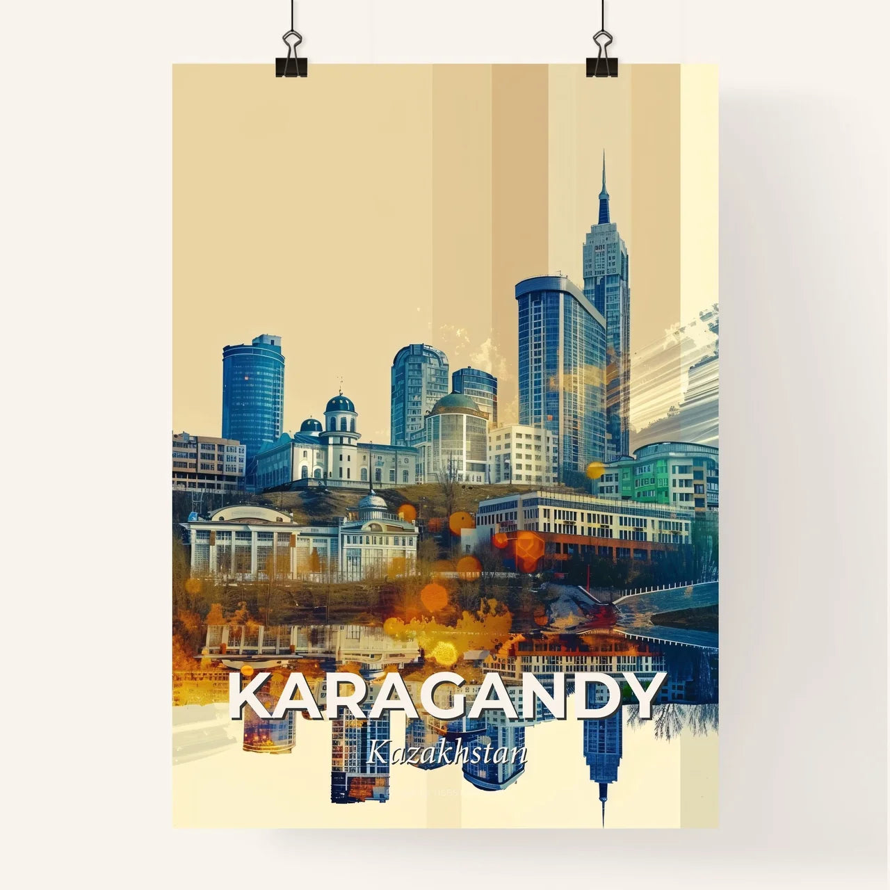 Karagandy Tapestry: City Lights & Local Icons Poster