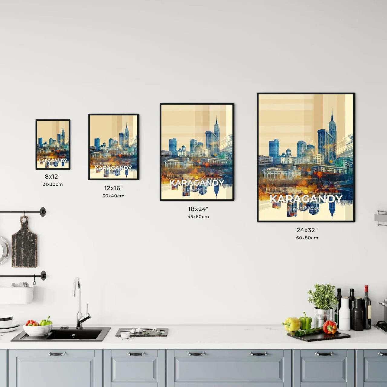 Karagandy Tapestry: City Lights & Local Icons Office Art