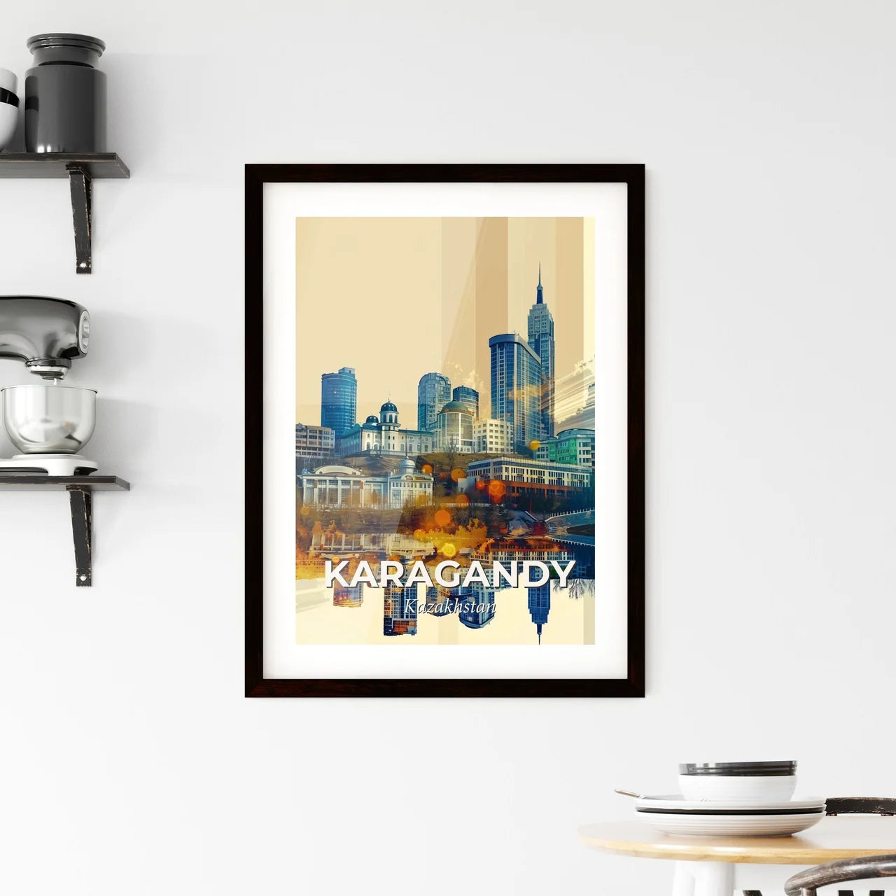 Karagandy Tapestry: City Lights & Local Icons Framed Print