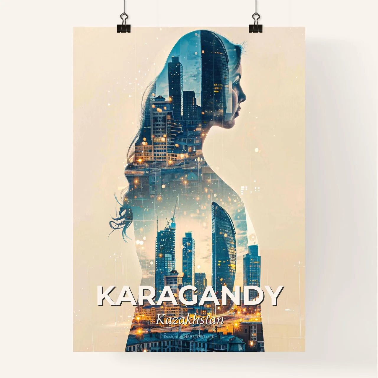 Karagandy Skyline Double Exposure Composite Poster Poster