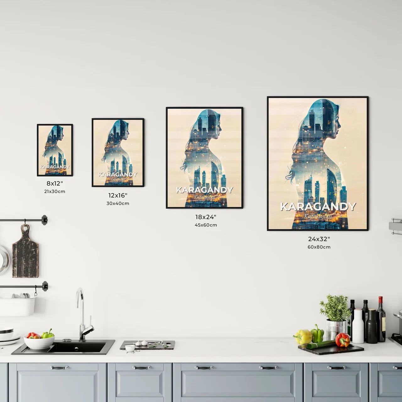Karagandy Skyline Double Exposure Composite Poster Office Art
