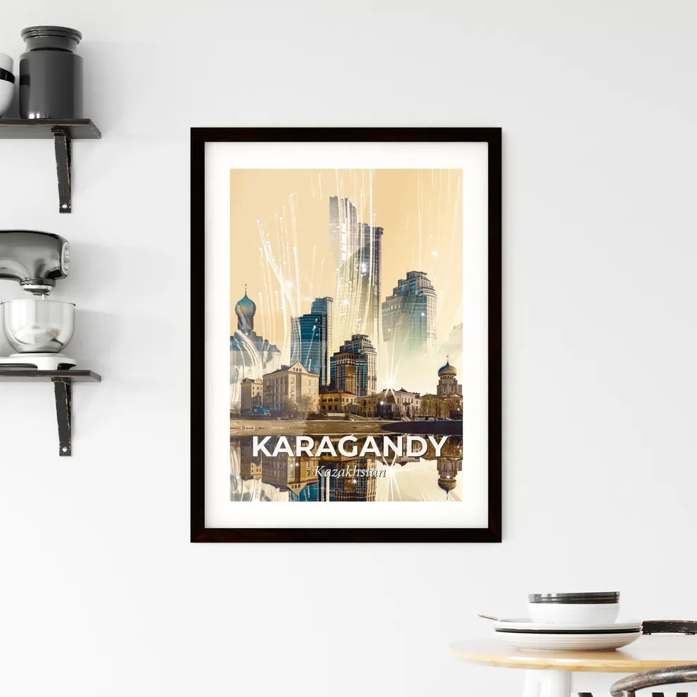 Karagandy Skyline Composite Art Brilliant Poster Framed Print