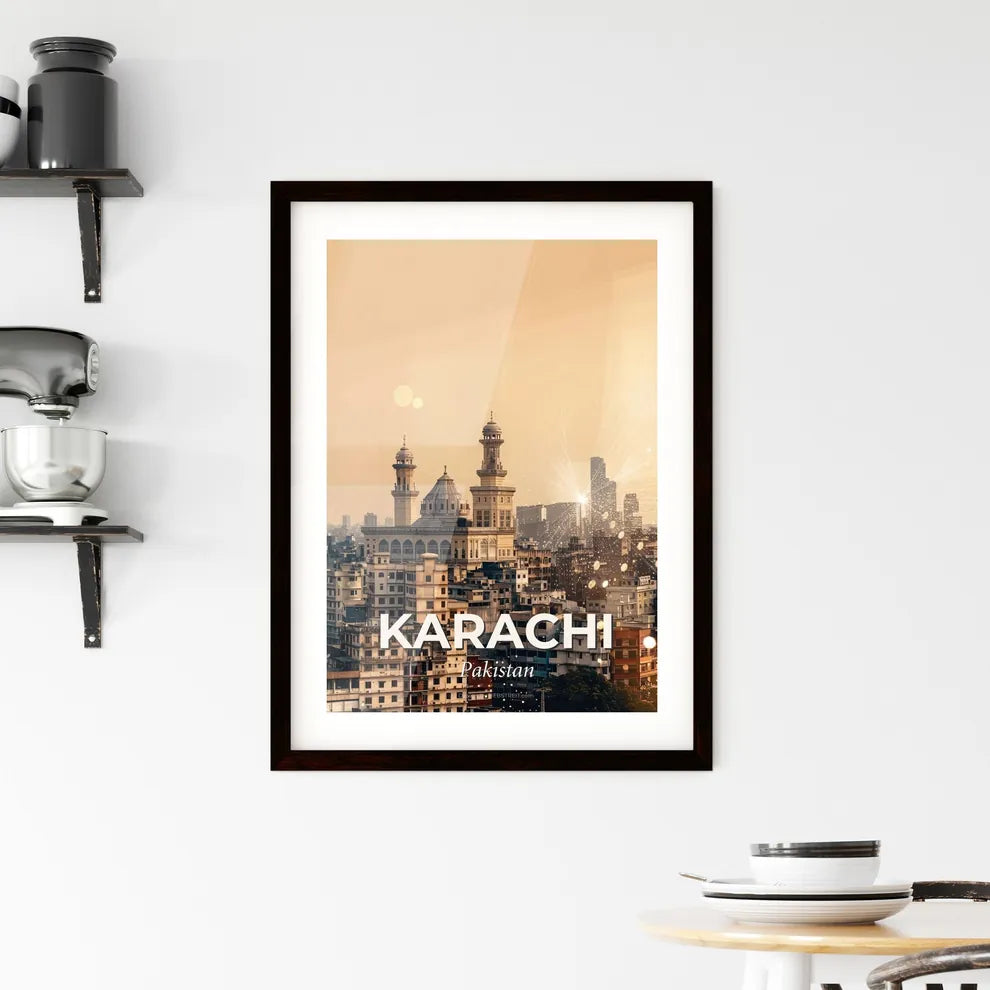 Karachi Skyline Double Exposure Composite Poster Art Framed Print