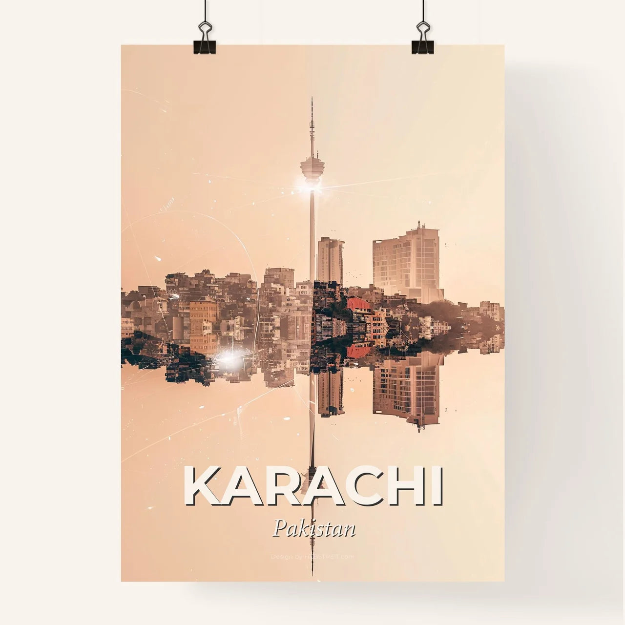 Karachi Skyline Architectural Composite Artwork Poster