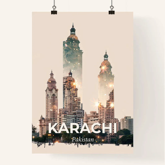 Karachi Skyline: City Icons in Double Exposure Poster