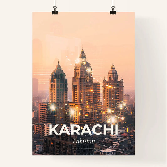 Karachi Skyline Double Exposure Art Poster Poster