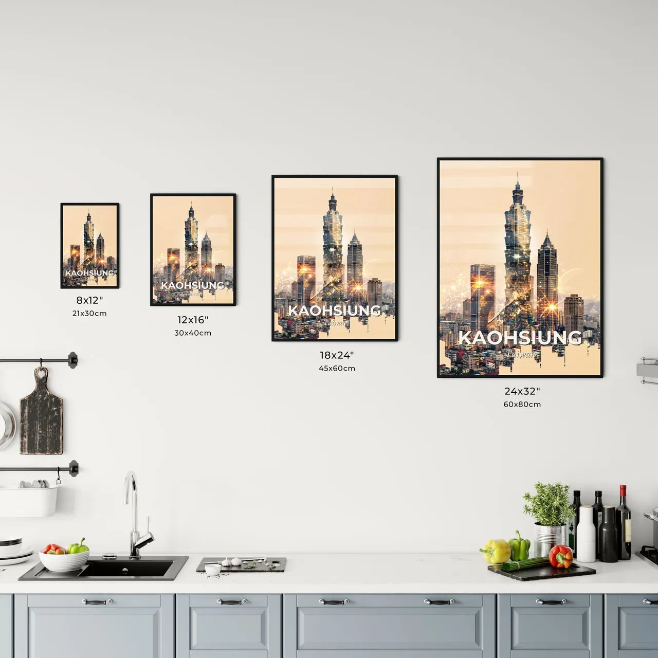 Kaohsiung Skyline Panorama Composite Cityscape Poster Art Office Art