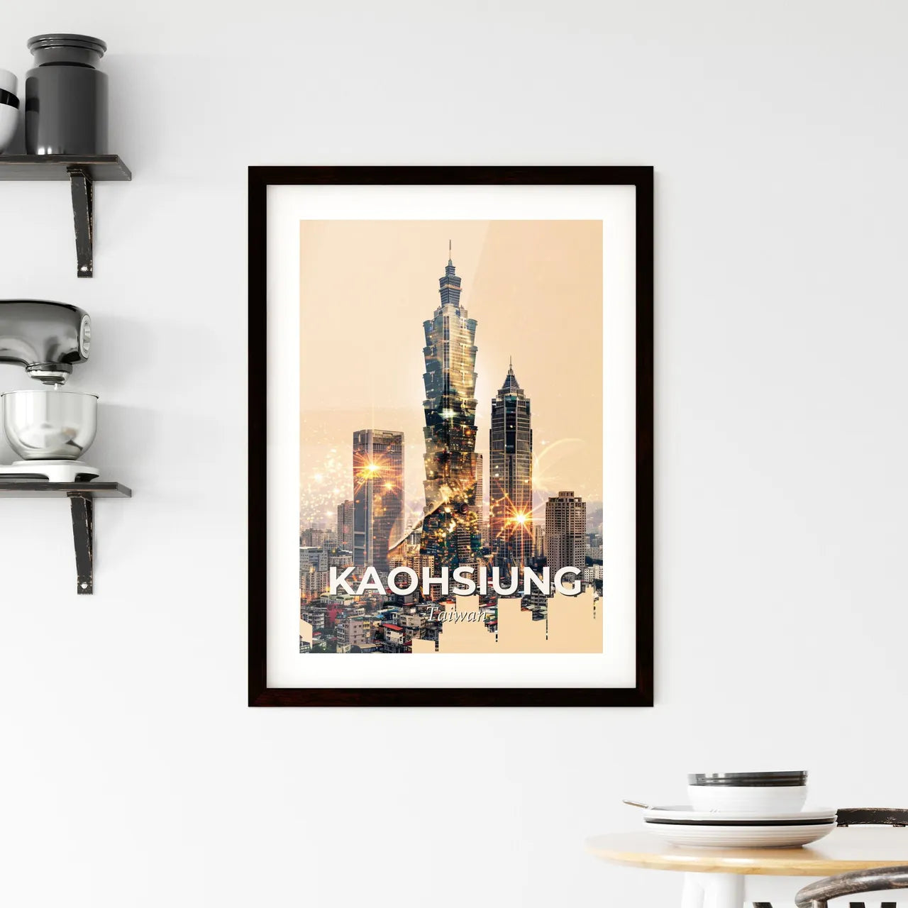 Kaohsiung Skyline Panorama Composite Cityscape Poster Art Framed Print