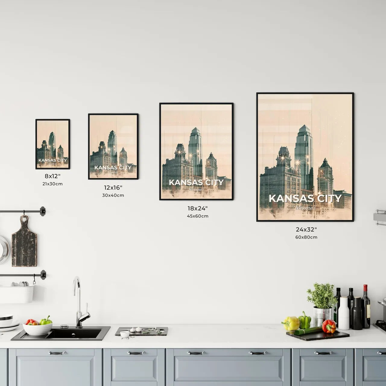 Kansas City Skyline Composite Art Poster Office Art