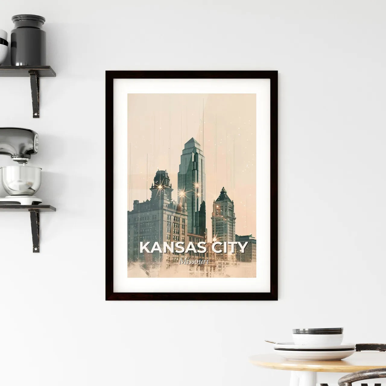 Kansas City Skyline Composite Art Poster Framed Print