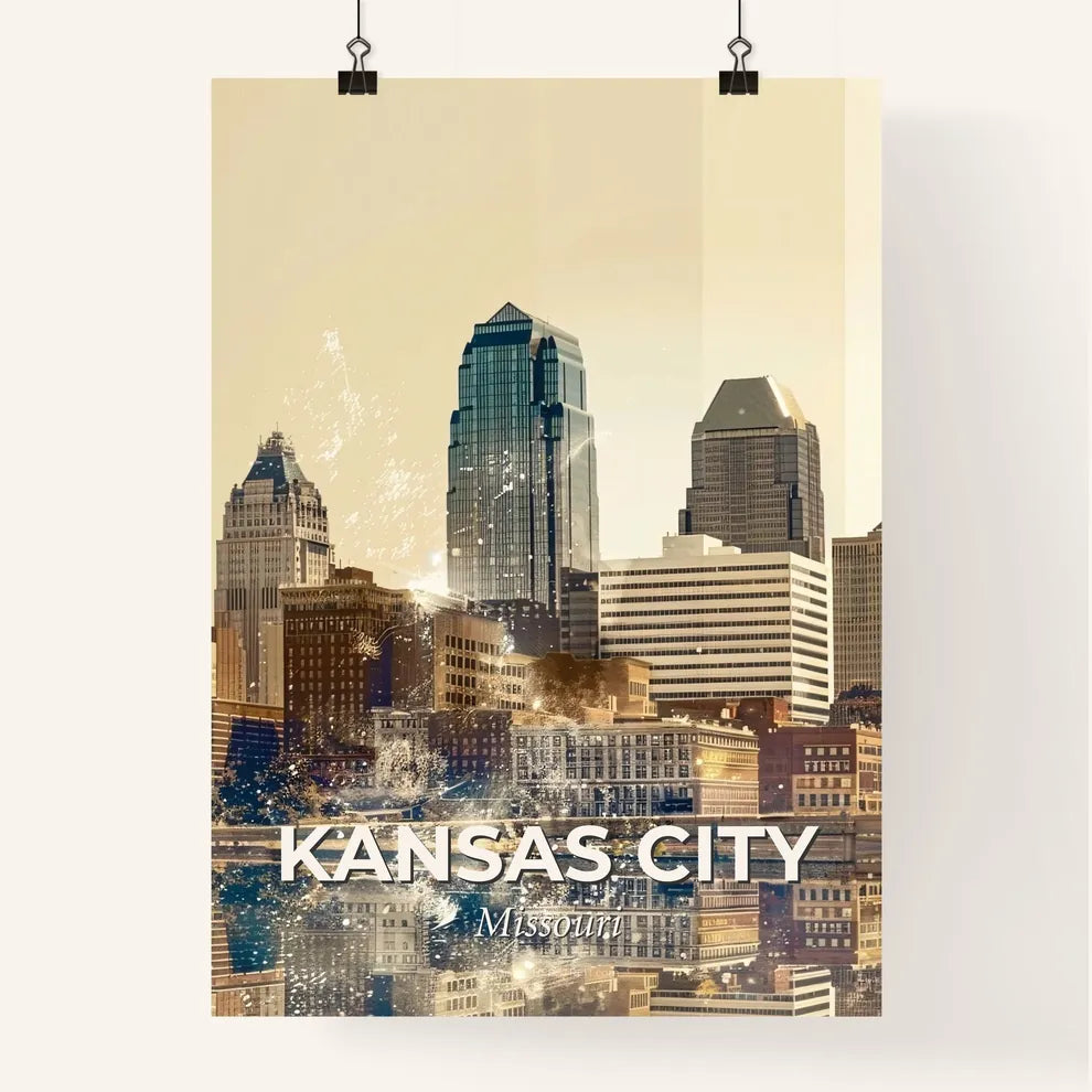 Kansas City Skyline Double Exposure Art Poster