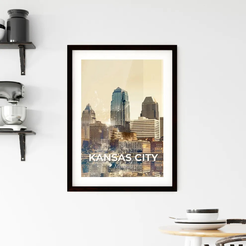 Kansas City Skyline Double Exposure Art Framed Print