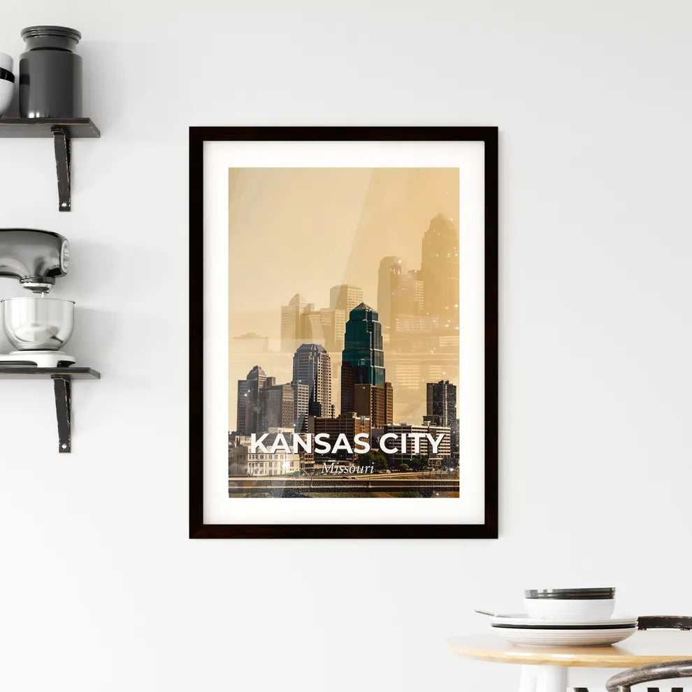 Kansas City Skyline Composite Art Poster Framed Print