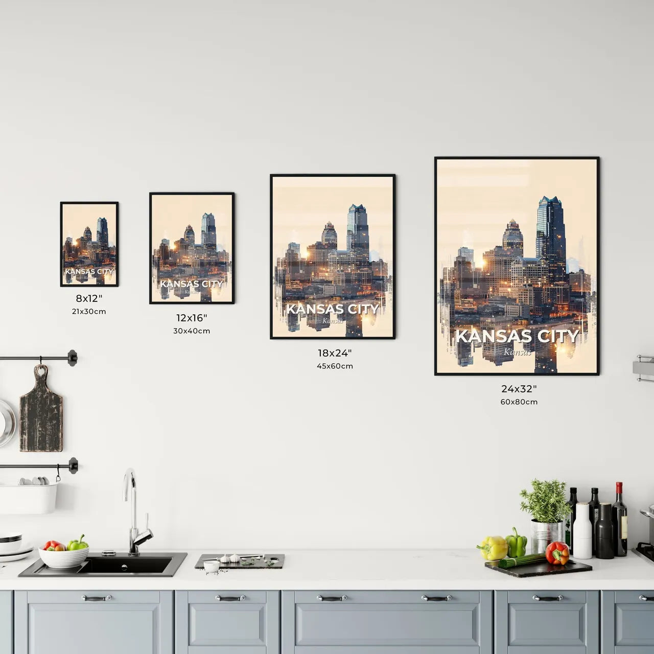 Kansas City Skyline Double Exposure City Art Poster Office Art