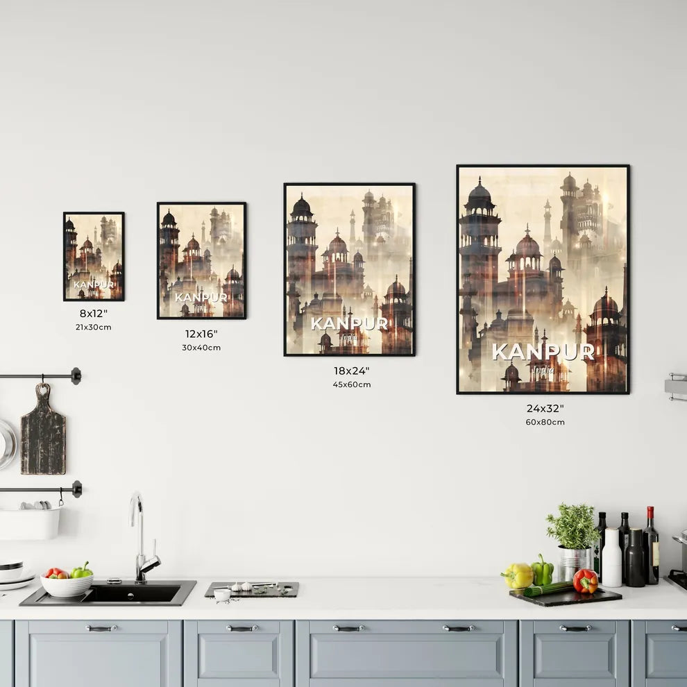 Kanpur, India City Skyline Double Exposure Office Art