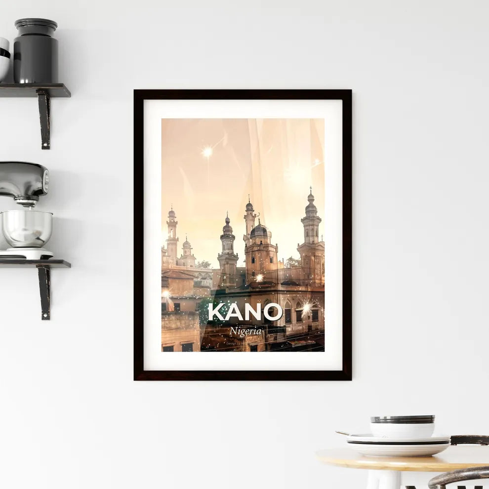 Kano Skyline Double Exposure Art Poster Framed Print