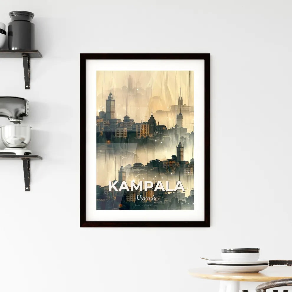 Kampala Double Exposure Architecture Skyline Art Framed Print