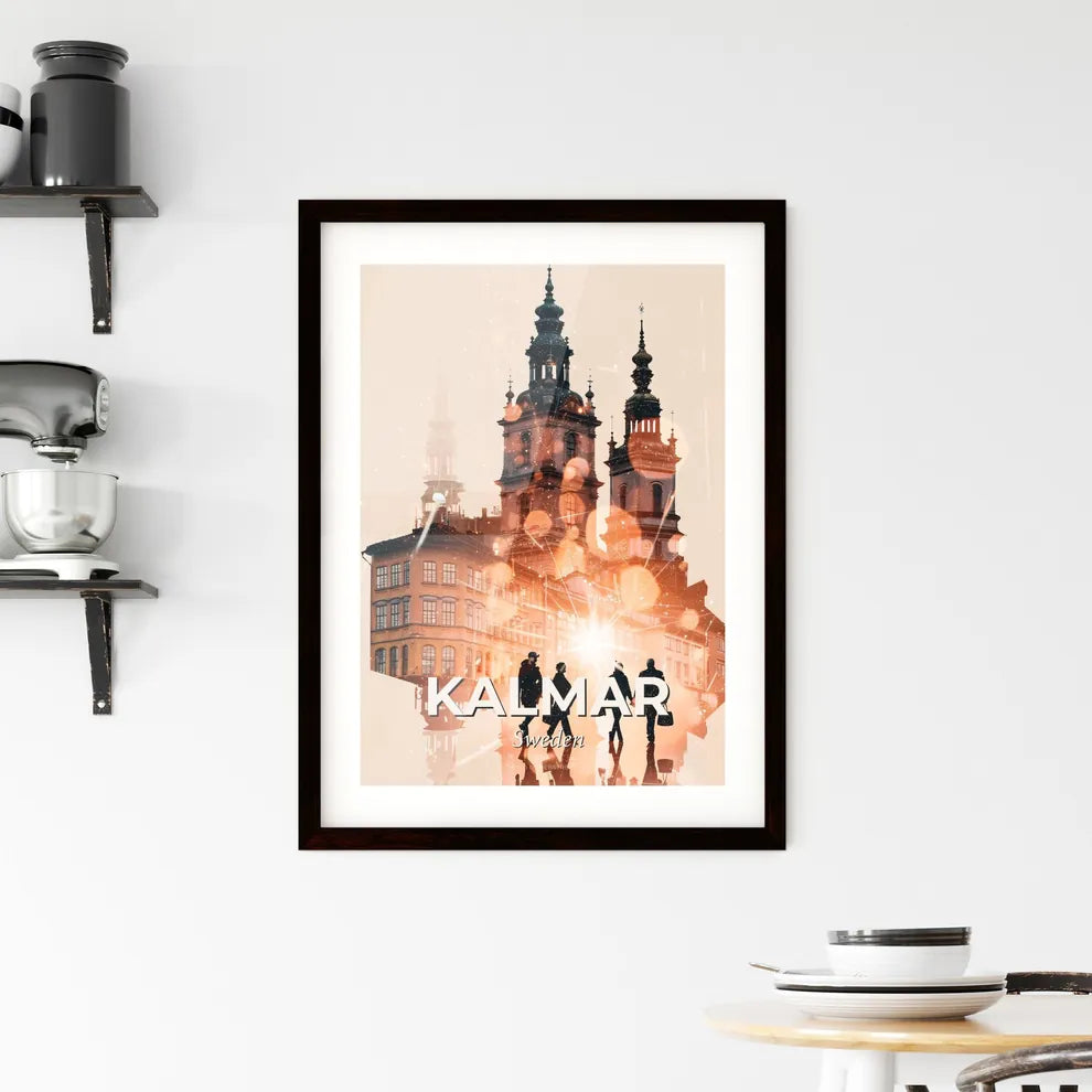 Kalmar City Glow Skyline Panorama Poster Framed Print