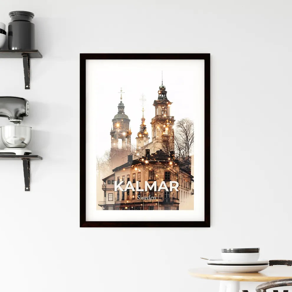 Kalmar Skyline Double Exposure Art Poster Framed Print