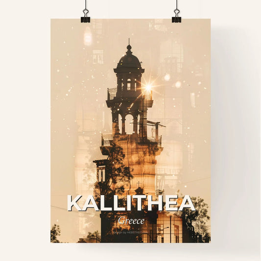 Kallithea Skyline Double Exposure Art Poster Poster