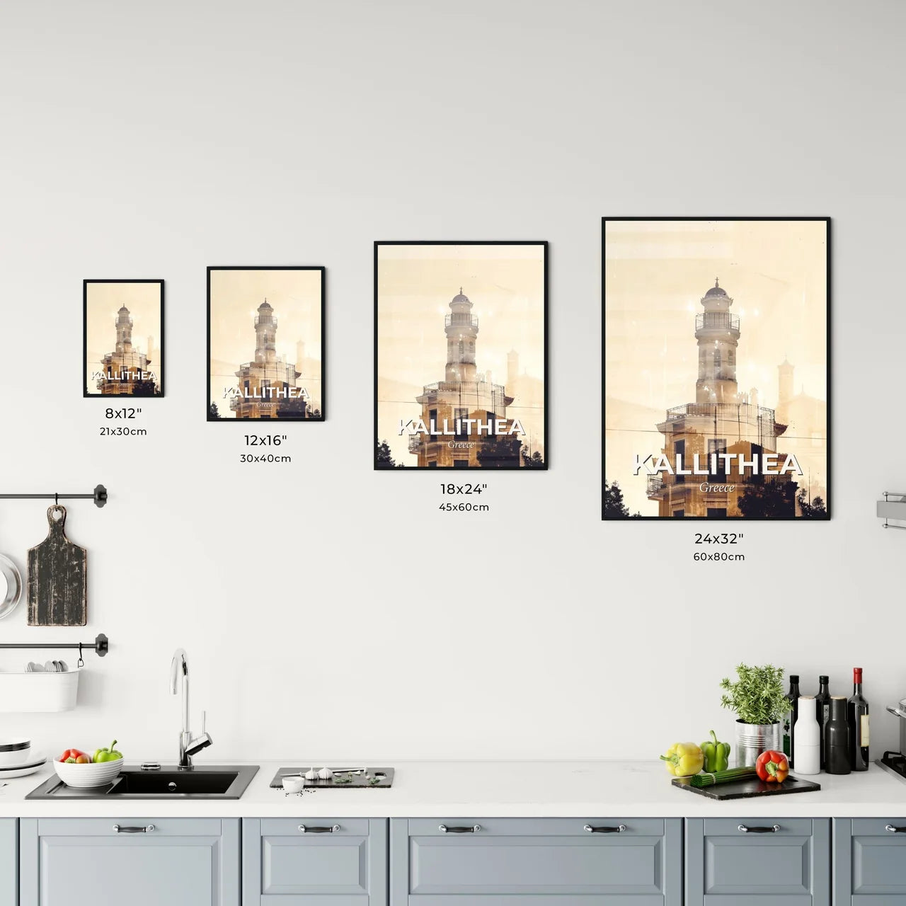 Kallithea City Skyline Double Exposure Art Print Office Art