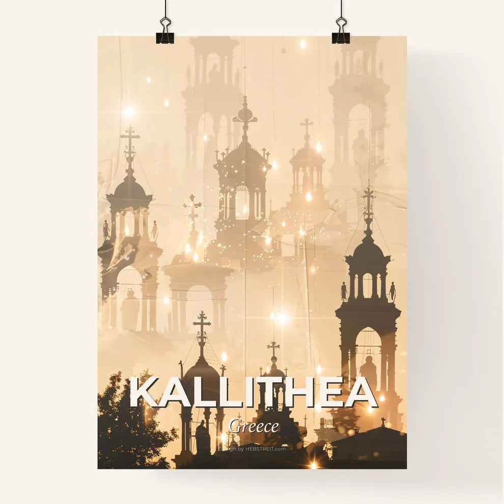 Kallithea Greece Skyline Composite Art Poster Beige Poster